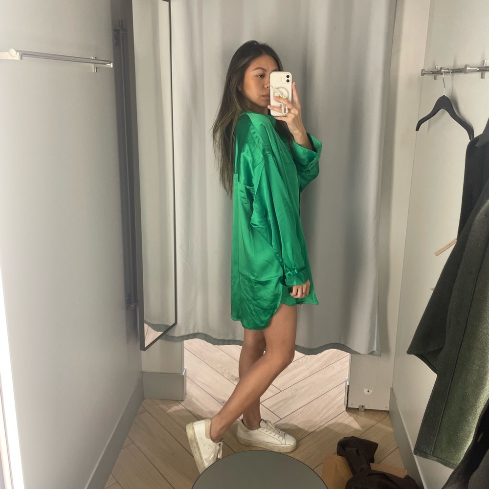 NWT H&M Green Satin Shirt